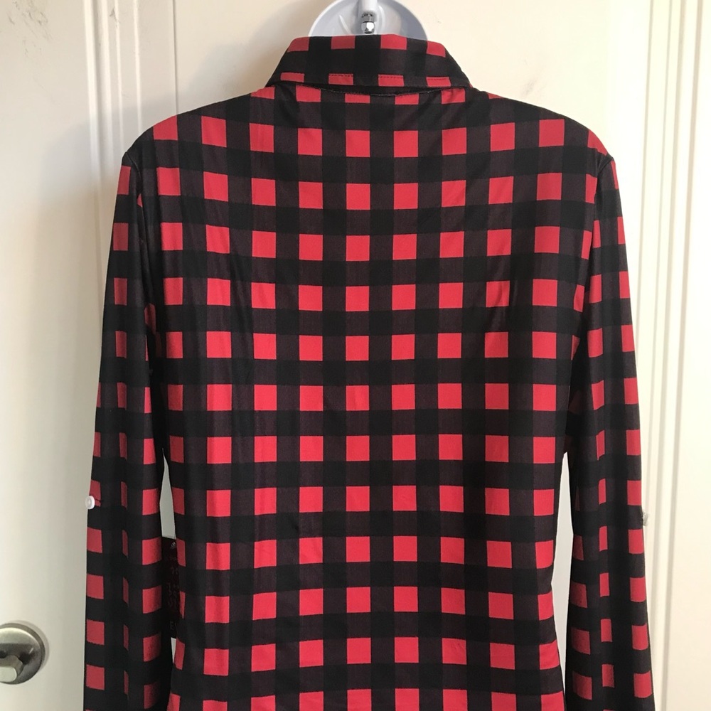 🔴 4/$15 Forever 21 Women’s S Red & Black Plaid Sherpa Lined Button Up Shirt NWT - Picture 11 of 16